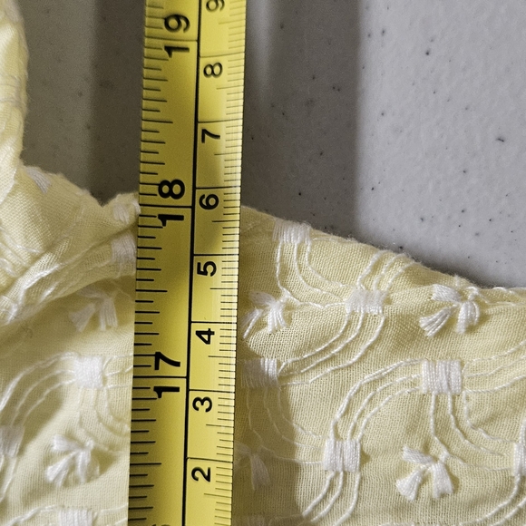 Yellow Embrpidered 3/4 Sleeve Cotton Top - Picture 7 of 10